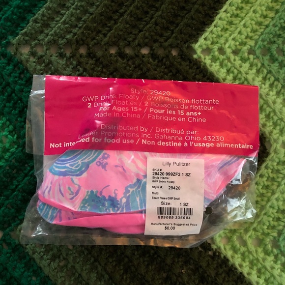NWT Lilly Pulitzer GWP drink floaty set of 2 inflatable beach please NIP - Picture 2 of 4